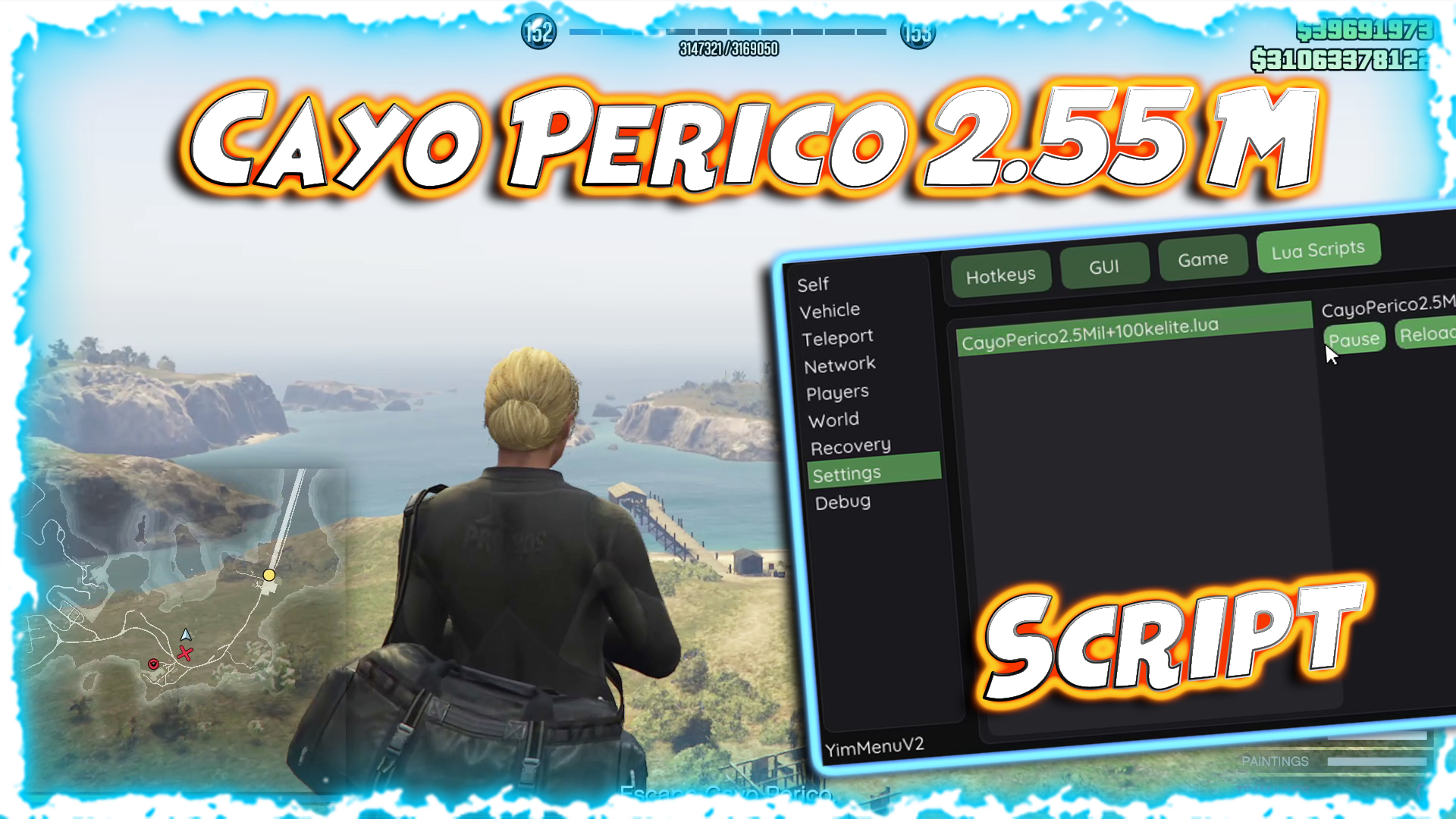 Cayo Perico 2.5 Million + 100k Elite Bonus Script for Yim Menu v2 for GTA V THE MONEY FRONT DLC