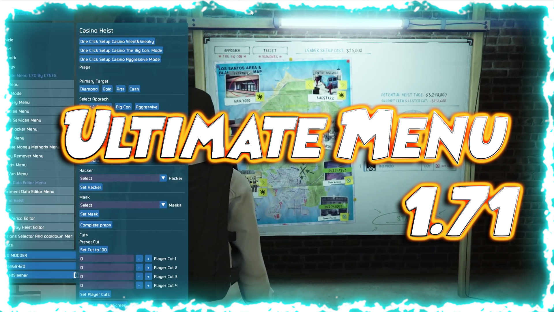 Ultimate Menu v2.7.1 for Legacy Fan Made by #L7NEG Unlock GTA+ Free, Casino Heists, Cayo Perico
